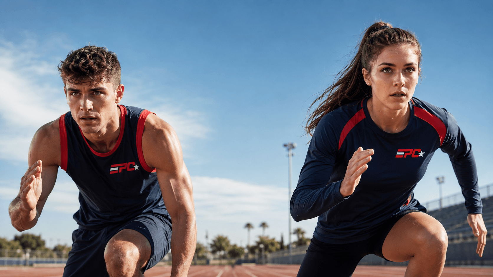 Aspiring athletes training outdoors at golden hour